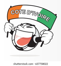 Cute Soccer Ball And Ivory Coast Flag Vector