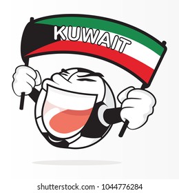 Cute Soccer Ball And Kuwait Flag Vector