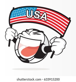 Cute Soccer Ball And United States Flag Vector