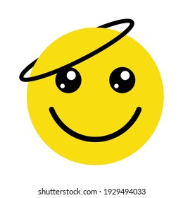 Cute social media Emoji angel with halo on isolated white background