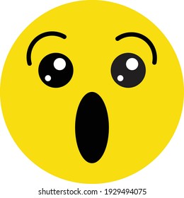 Cute social media Emoji hushed face on isolated white background