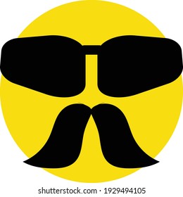 Cute social media Emoji with mustache and sunglasses isolated white background