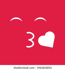 Cute social media face blowing kisses emoji on a red background. Royalty-free. svg