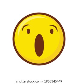 Cute social media face with open mouth emoji on white background. Royalty Free.