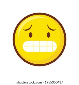 Cute social media grimacing face emoji on white background. Royalty Free.