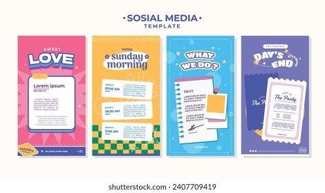 Cute social media post and story template. Social media stories and posts with romantic, holiday, and activity theme