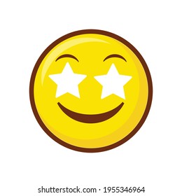 Cute social media star-struck emoji on white background. Royalty Free.