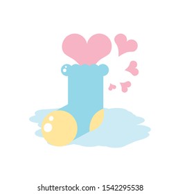 cute sock baby with hearts love vector illustration design