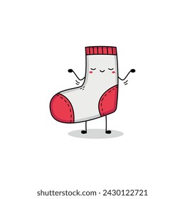 Cute sock cartoon character indifference attitude doodle