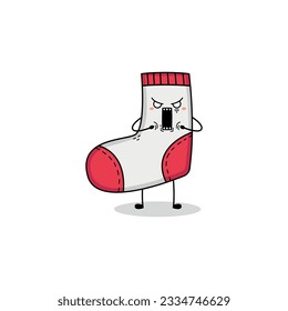 Cute sock cartoon character shocked expression