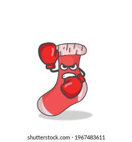 Cute Sock Character Flat Cartoon Vector Template Design Illustration