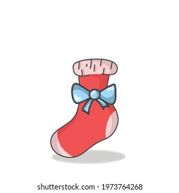 Cute Sock Character Flat Cartoon Vector Template Design Illustration