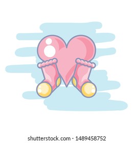 cute socks baby with heart isolated icon