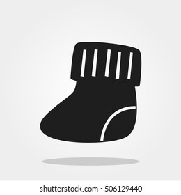 Cute socks for baby  cute icon in trendy flat style isolated on color background. Baby symbol for your design, logo, UI. Vector illustration, EPS10. Monochrome style.