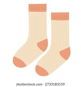 Meias bonitas em estilo plano para temas de roupas casuais. Perfeito para conjuntos de moda e ilustrações de estilo de vida.