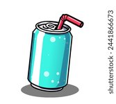 Cute Soda Can Collection.  Hand drawn set of adorable soft drinks
