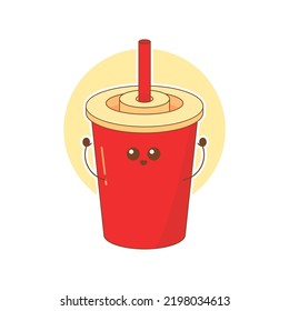 Cute soda taza en una ilustración vectorial de vaso de papel de comida rápida
