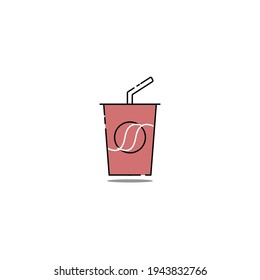 Cute soda Illustration, junk food, fast food, restaurant, fast food menu. modern simple food vector icon, flat graphic symbol in trendy flat design style.