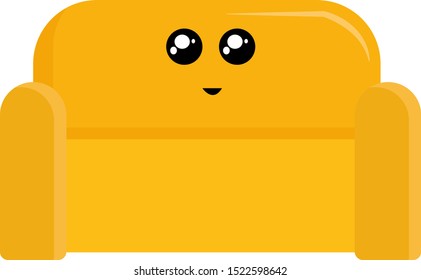 Cute sofa, illustration, vector on white background.