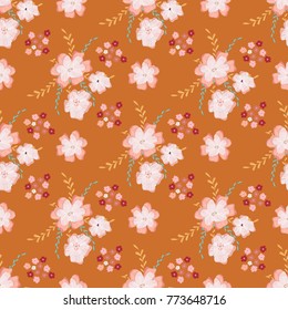 Cute soft floral seamless pattern. Abstract flowers. Vector background for textile or book covers, wallpapers, design, graphic art, printing, hobby, invitation.