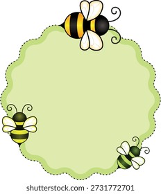 Papel de nota verde suave bonito com fundo de abelhas