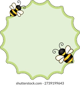 Cute soft green note paper with bees background
