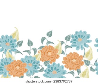 Cute Soft Hand Drawn Aster Flower Seamless Background