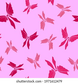 Cute soft romantic bowknots seamless pattern. Pretty flat bows abstract endless texture for fabric, textile, cosmetics, package, stationery, wrapping paper, background. Cheerful festive doodle design