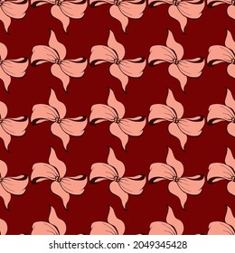 Cute soft romantic bowknots seamless pattern. Pretty flat bows abstract endless texture for fabric, textile, cosmetics, package, stationery, wrapping paper, background. Cheerful festive doodle design.