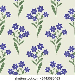 cute soft seamless pattern with a bouquet of purple flowers vector illustration