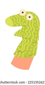 Cute soft socks puppet on hand flat icon. Vector illustration