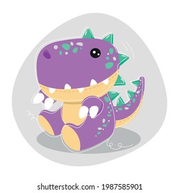 Cute soft toy for kids, colorful vector illustration. Funny dinosaur.