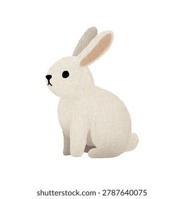 A cute soft white rabbit illustration with long ears and fluffy fur
