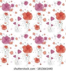 Cute soft-colored seamless floral pattern Seamless pattern with decorative flowers in baby style. Perfect for kids fabric, textile, nursery wallpaper. Vector Illustration.