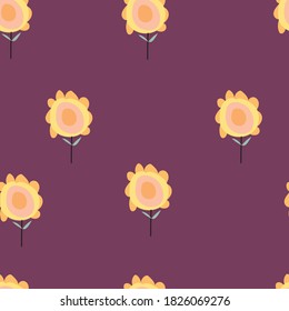 Cute soft-colored seamless floral pattern Seamless pattern with decorative flowers in baby style. Perfect for kids fabric, textile, nursery wallpaper. Vector Illustration.