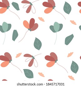 Patrón floral sin costuras de color suave y suave. Patrón sin inconvenientes con flores decorativas al estilo de los bebés. Perfecto para tela infantil, textil, tapicería de vivero. Ilustración vectorial.
