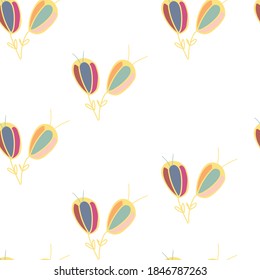 Cute soft-colored seamless floral pattern. Seamless pattern with decorative flowers in baby style. Perfect for kids fabric, textile, nursery wallpaper. Vector Illustration.