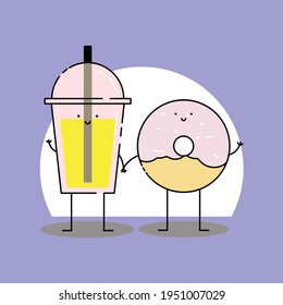 Weiches Softdrink und halten Sie die Illustration der Hand. Modernes, einfaches Lebensmittel-Vektorsymbol, flaches Bildsymbol im trendigen, flachen Design-Stil. Essenszeichen.