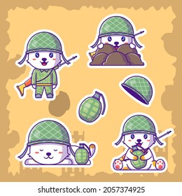 Cute Soldier Army Cartoon Illustration stickers