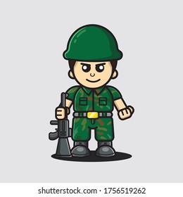 Cute Soldier Character Cartoon Design