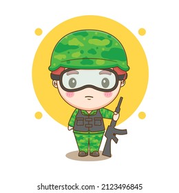 Cute Soldier Holding Gun Chibi Cartoon Stock Vector (Royalty Free ...
