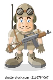 Cute soldier. Isolated on white background. Vector illustration.