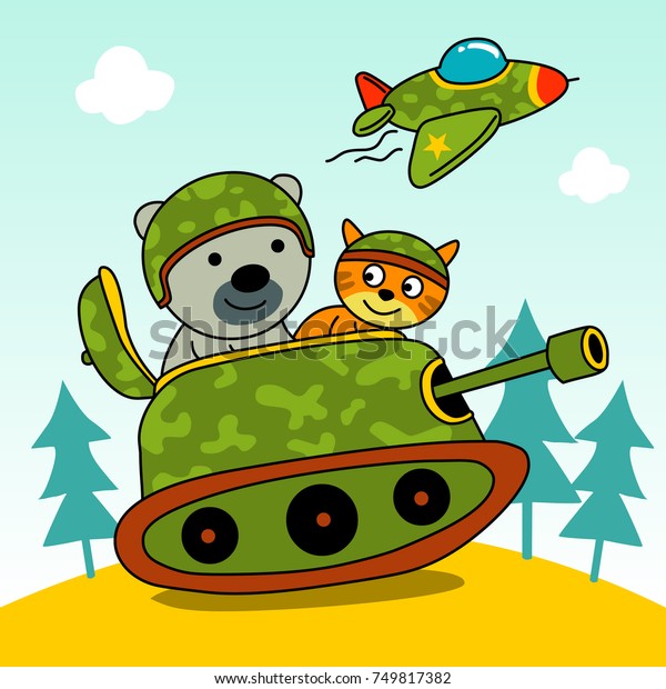 cute soldier riding a small\
tank