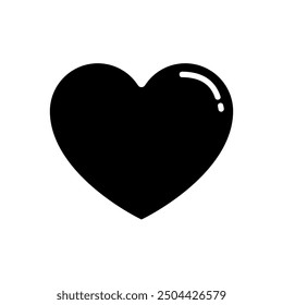 Cute solid black love heart theme icon vector