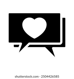 Cute solid black love heart theme icon vector