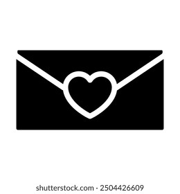 Lindo Vector de icono de tema de corazón de amor negro sólido