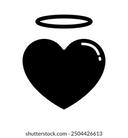 Cute solid black love heart theme icon vector