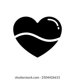 Cute solid black love heart theme icon vector