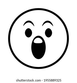 Cute solid line social media astonished face emoji on white background. Royalty-free.