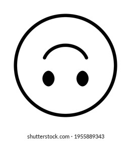 Cute solid line social media upside down face emoji on white background. Royalty-free.